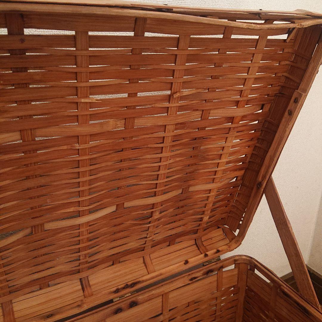古道具　貴重　竹カゴ　大型　取っ手付き　アンティーク　ブロカント　収納