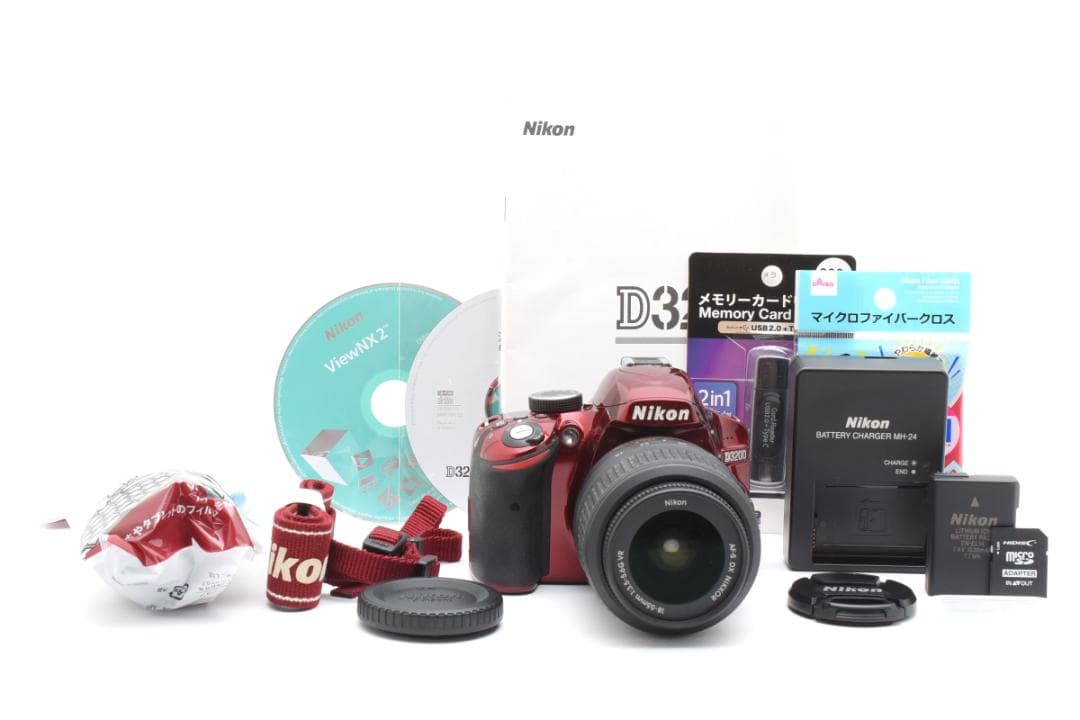 Nikon D3200 レッド 希少カラー 初心者 スマホ転送 旅行 運動会