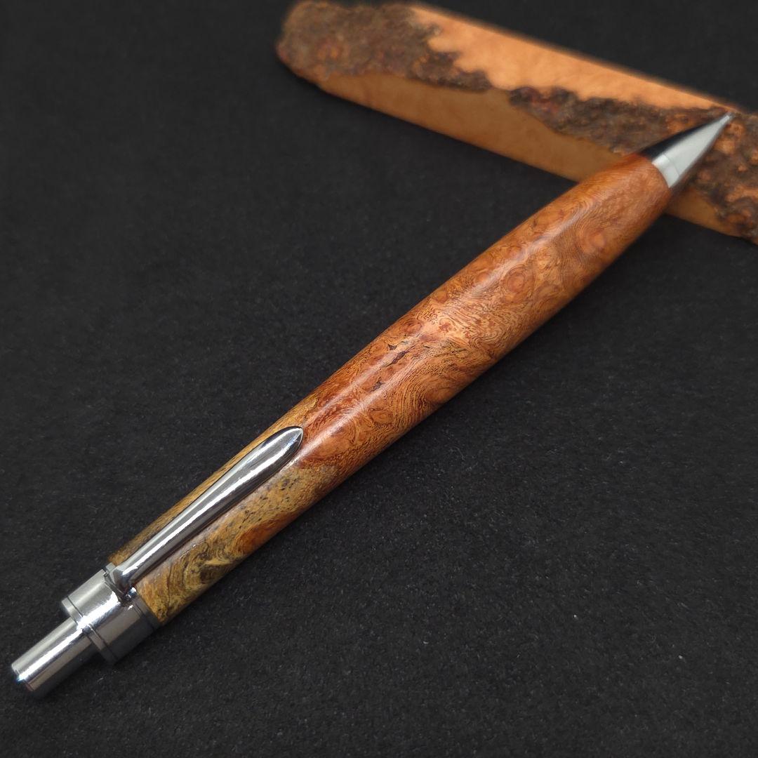 ⑳Bハンドメイド木軸シャーペン花梨瘤紅白
