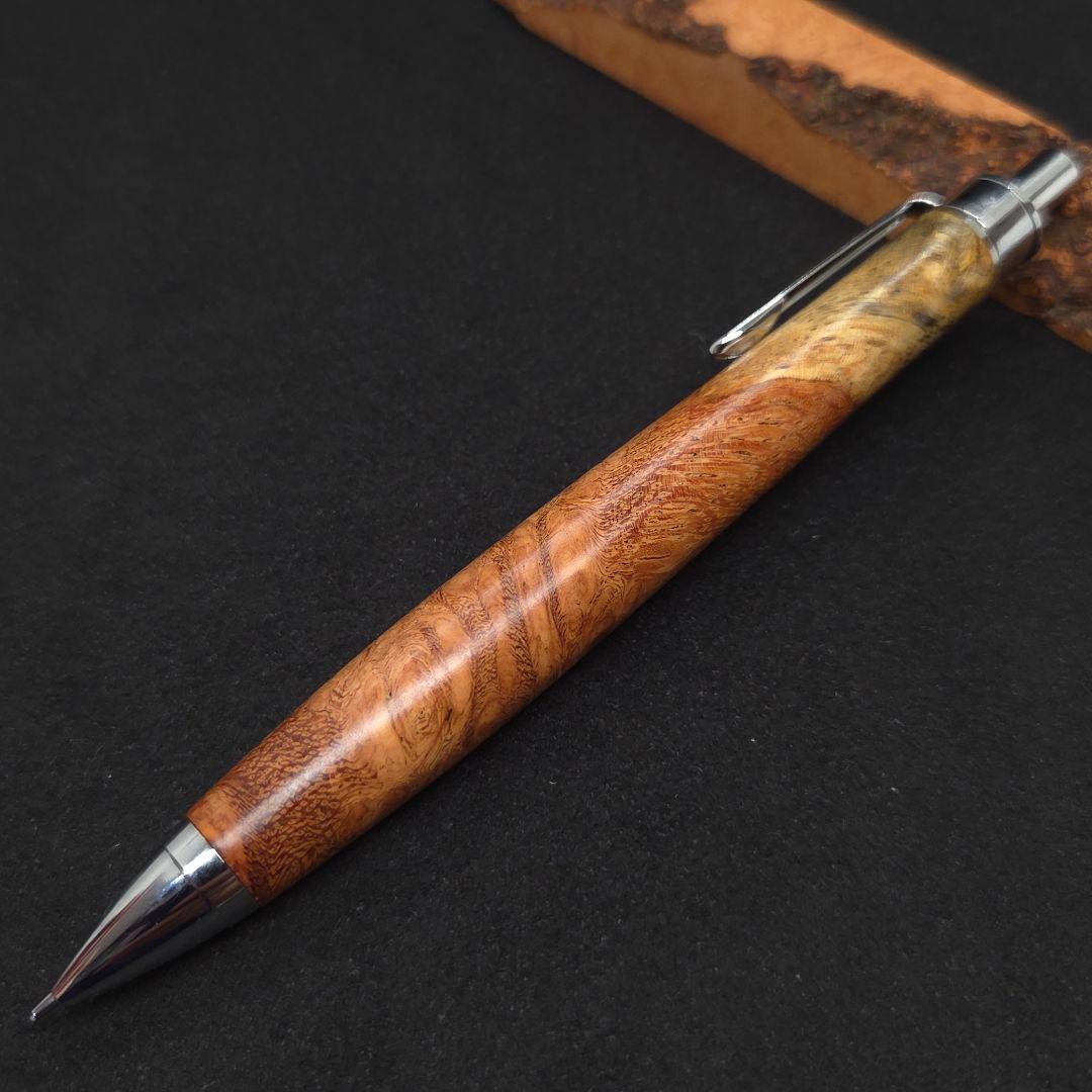 ⑳Bハンドメイド木軸シャーペン花梨瘤紅白