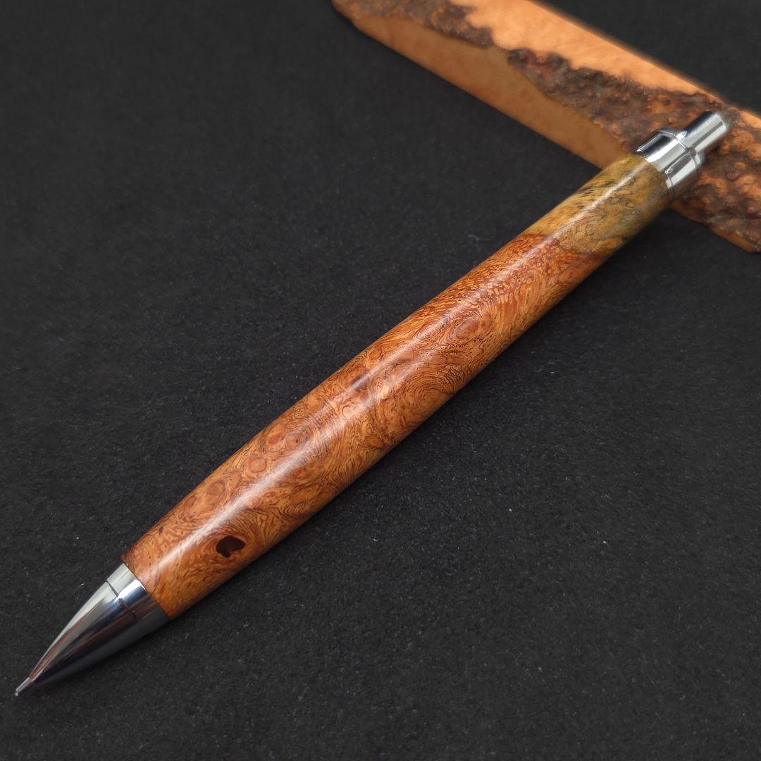 ⑳Bハンドメイド木軸シャーペン花梨瘤紅白