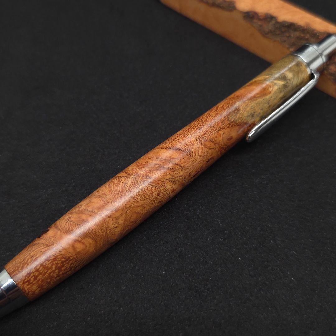 ⑳Bハンドメイド木軸シャーペン花梨瘤紅白