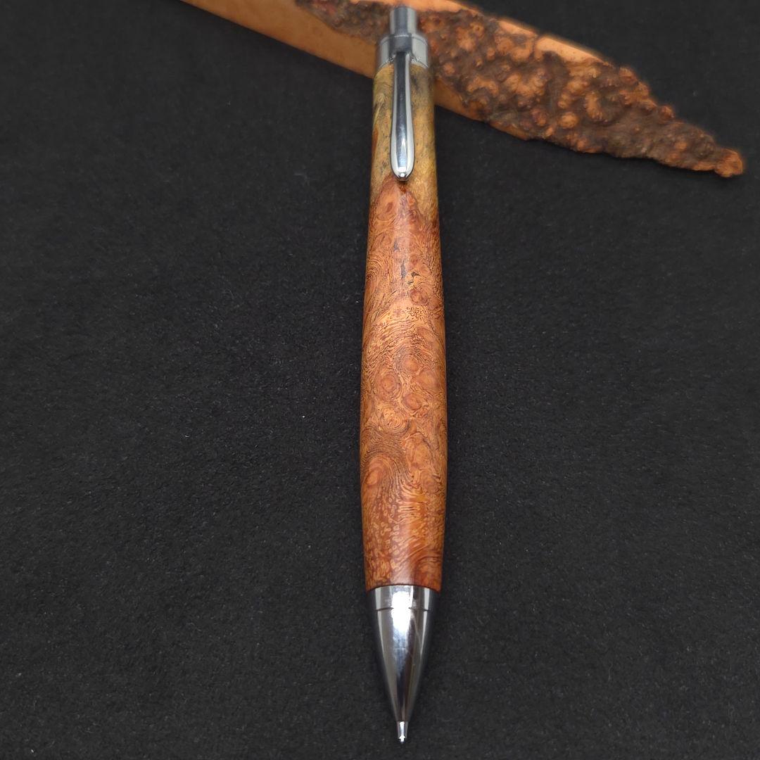 ⑳Bハンドメイド木軸シャーペン花梨瘤紅白