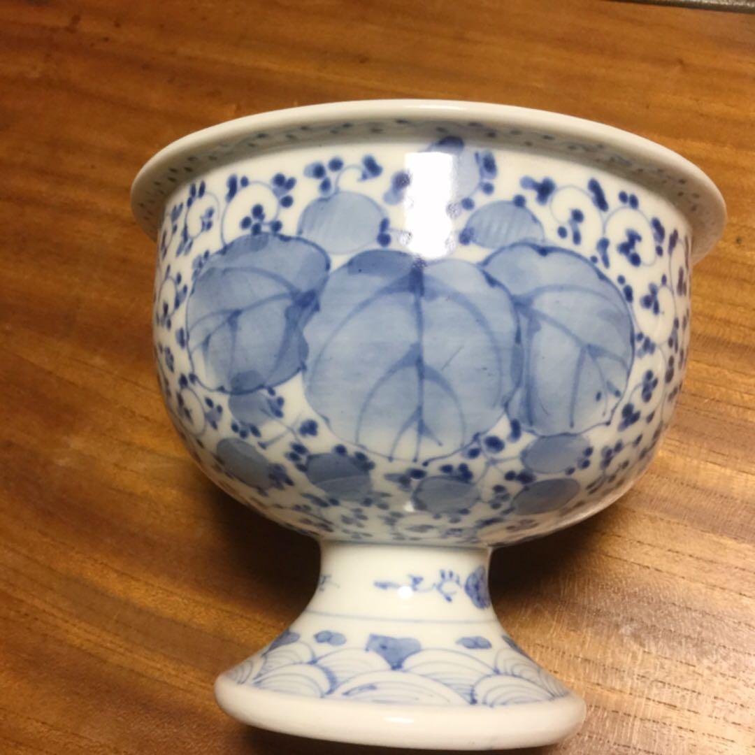 601 古伊万里 盃洗 微塵唐草 桐の花紋様 1客