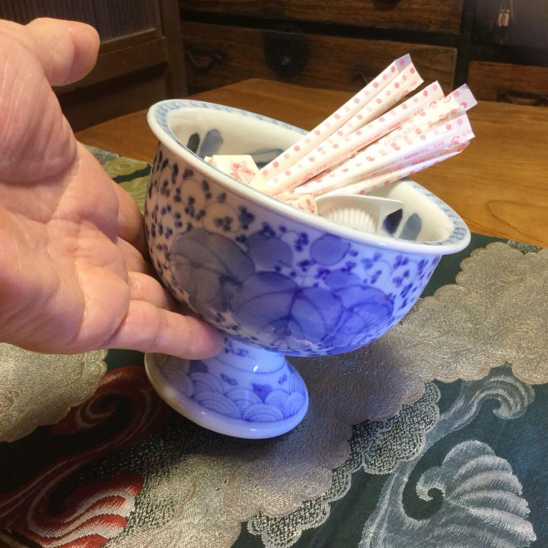 601 古伊万里 盃洗 微塵唐草 桐の花紋様 1客