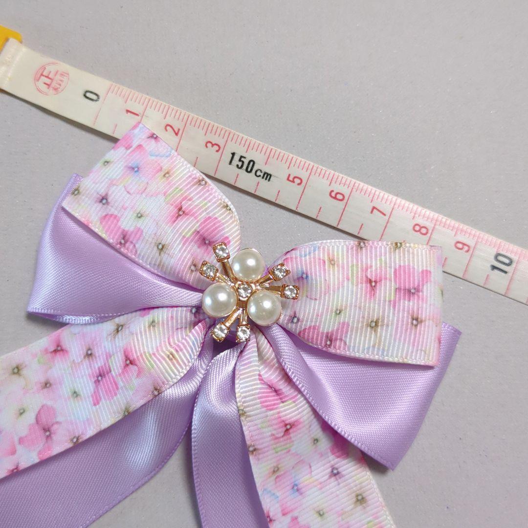 確認　たらりんヘアリボン ヘアゴム　1691　紫陽花　あじさい　紫