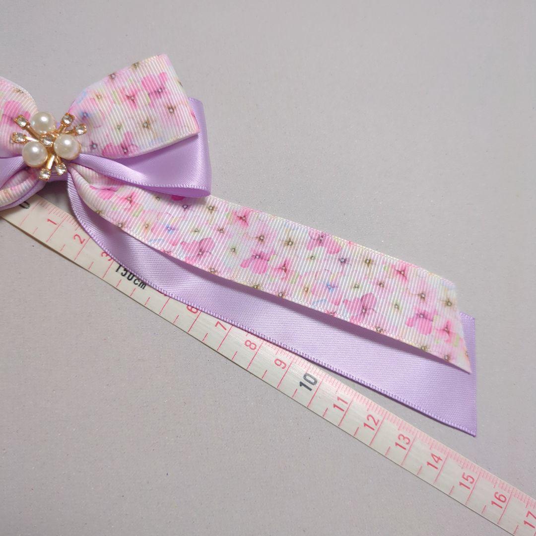 確認　たらりんヘアリボン ヘアゴム　1691　紫陽花　あじさい　紫