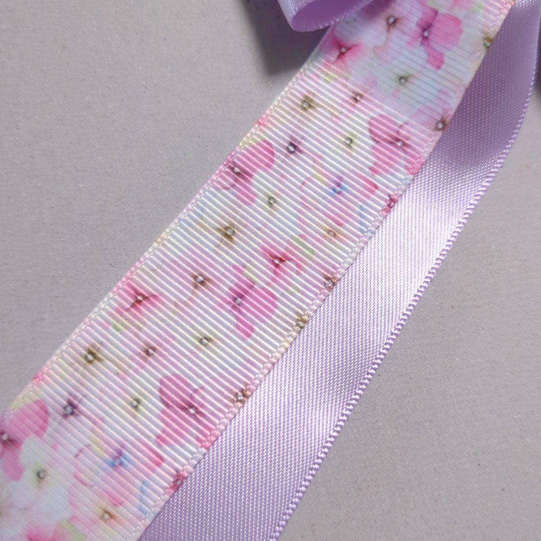 確認　たらりんヘアリボン ヘアゴム　1691　紫陽花　あじさい　紫