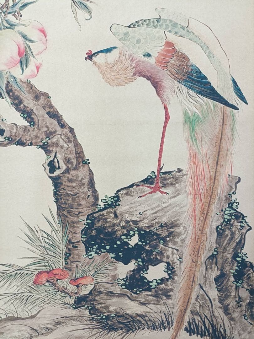 【唐寅】仙寿图 中国画 掛け軸 水墨画 和室 玄関 茶室 壁掛け 美術品