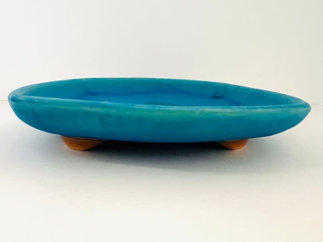 【未使用】沖縄　やちむん　大嶺工房　ギャラリー囍屋　大皿　四角皿　ペルシャブルー