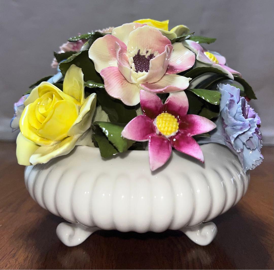 アンティーク　陶花　直径15cm 盛花　花7種　飾り　 