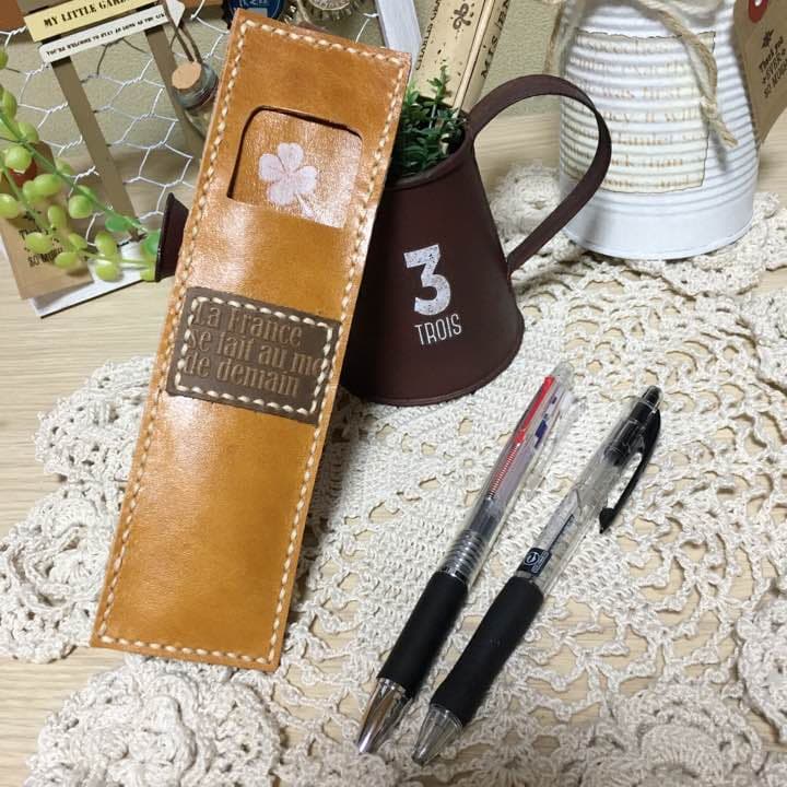 キラキラ♪様ご確認用 ヌメ革キャメルのB6手帳カバー用ペンホルダー