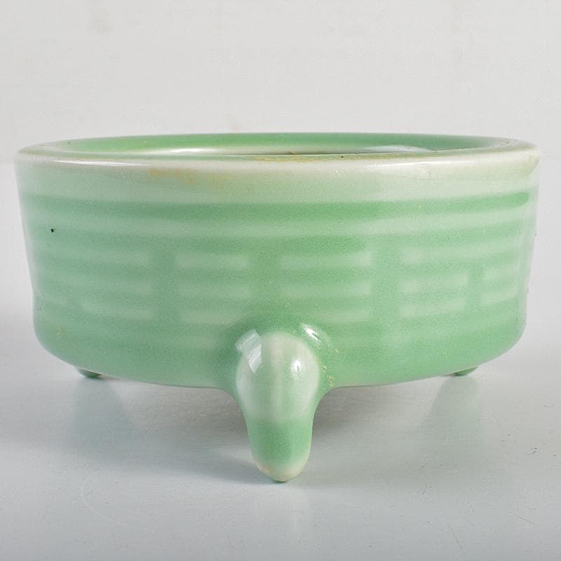 中国　龍泉窯青磁　刻線文三足香炉　N　R7057E