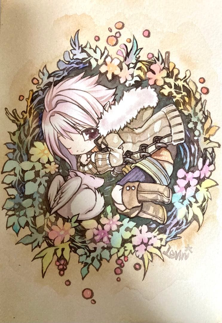 オリジナル　手描き　直筆　イラスト　ハガキサイズ　6枚セット