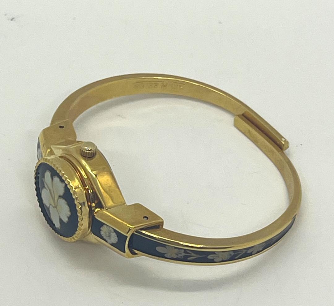 未使用 ANDRE MOUCHE バングルウォッチ 七宝 腕時計 電池切 箱付