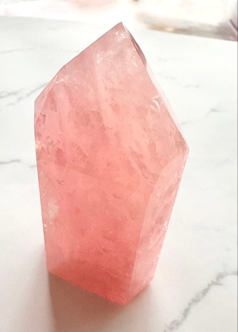 天然石 高品質 ローズクォーツ タワー キラキラ