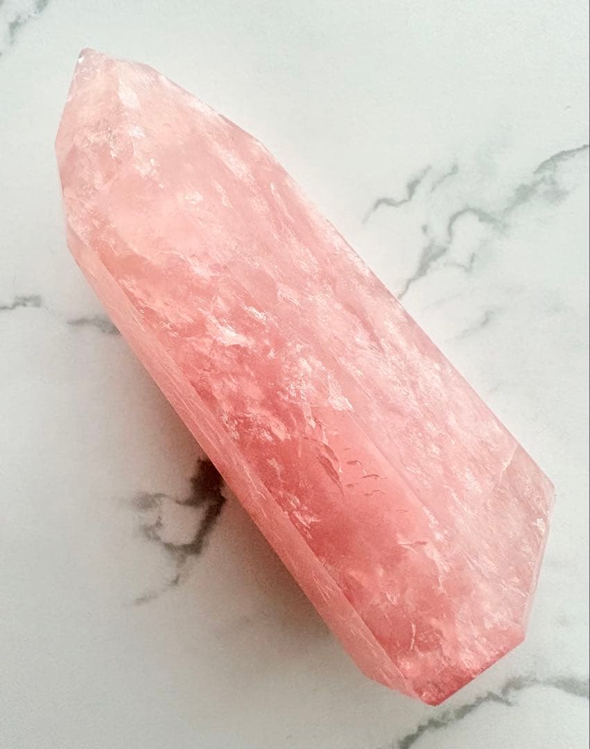 天然石 高品質 ローズクォーツ タワー キラキラ