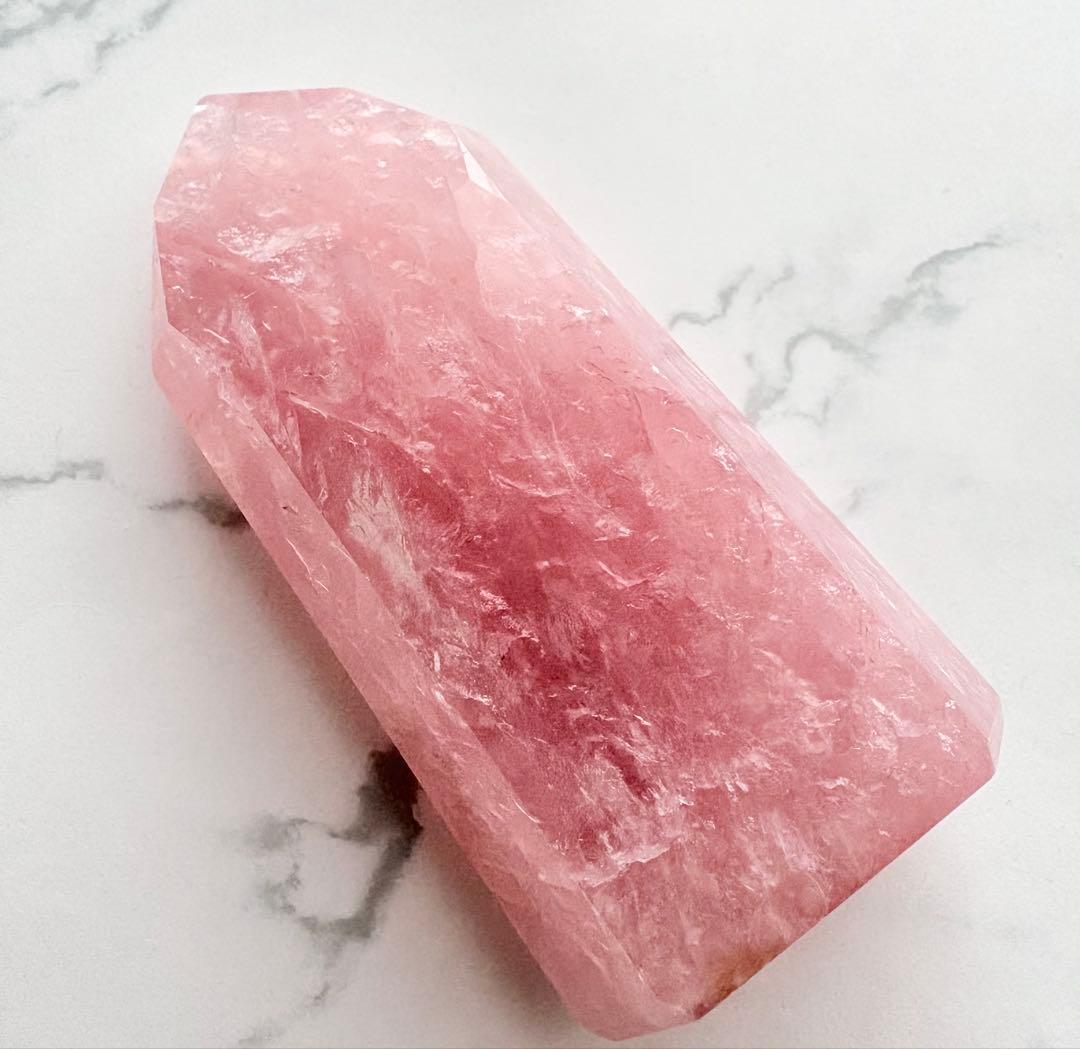 天然石 高品質 ローズクォーツ タワー キラキラ