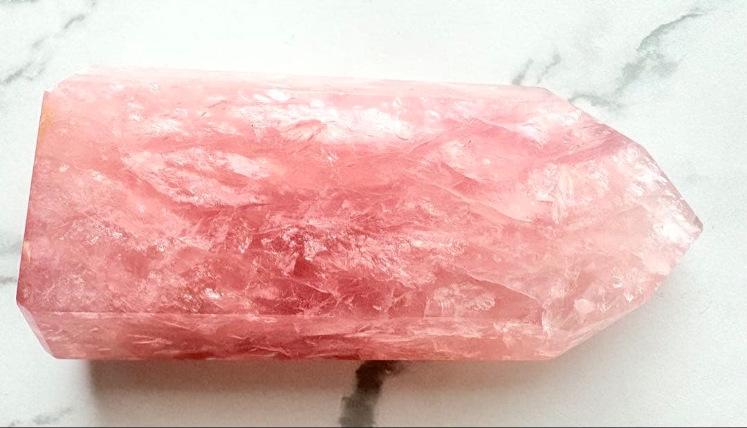 天然石 高品質 ローズクォーツ タワー キラキラ