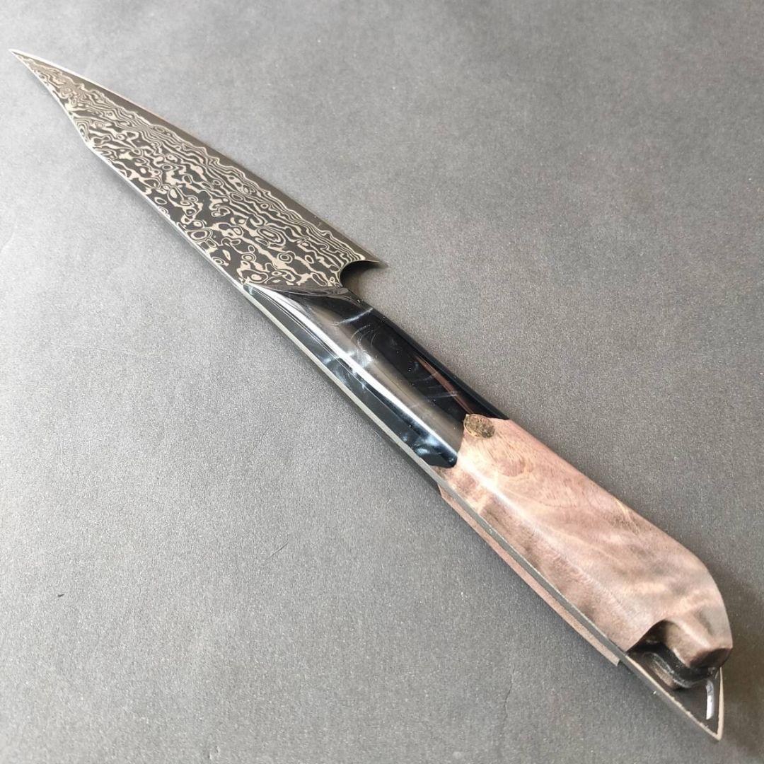 67層VG10ダマスカスモダンペティナイフ130mmディープブルーレジンアート柄