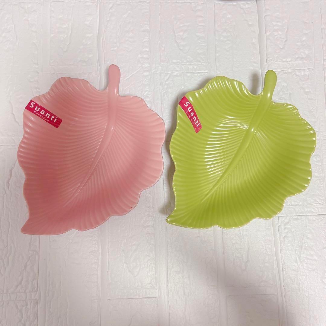 セラミックリーフシェイプディナープレート2枚セット,23x5.8cm