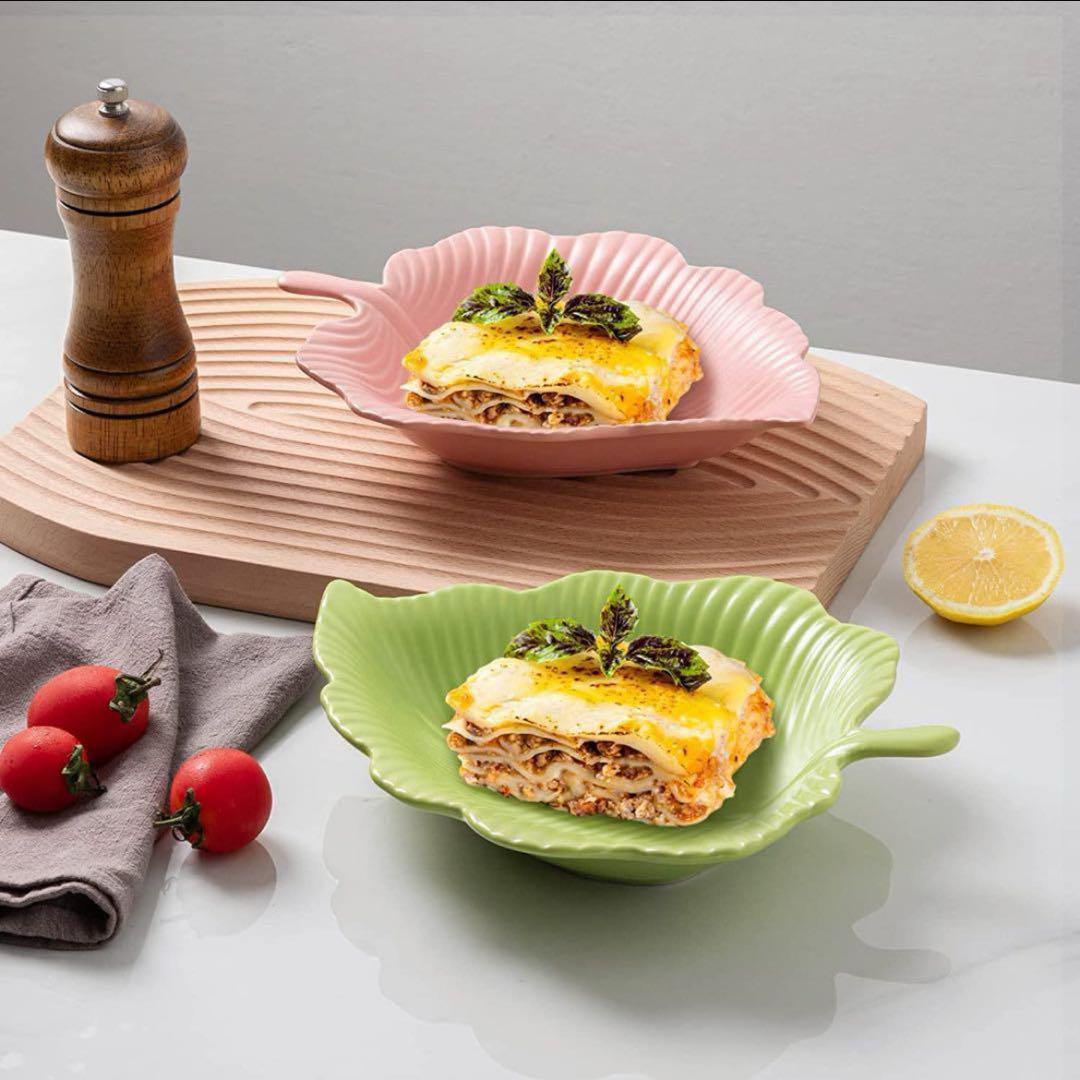 セラミックリーフシェイプディナープレート2枚セット,23x5.8cm