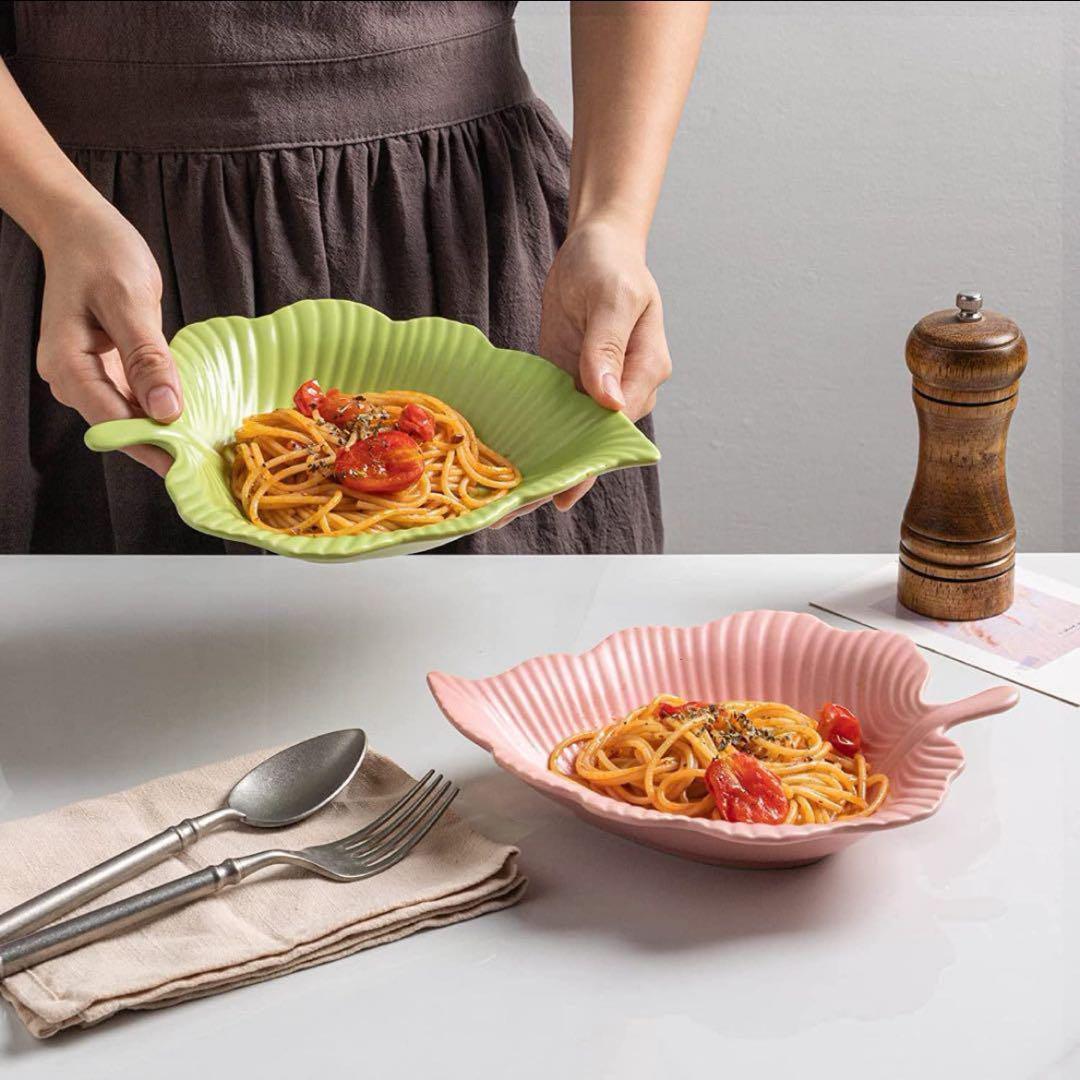 セラミックリーフシェイプディナープレート2枚セット,23x5.8cm