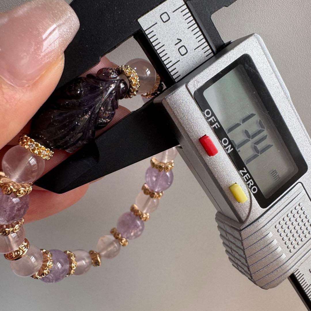 一点物　天然石　ハンドメイドブレス　アイオライトサンストーン　金魚　アメジスト