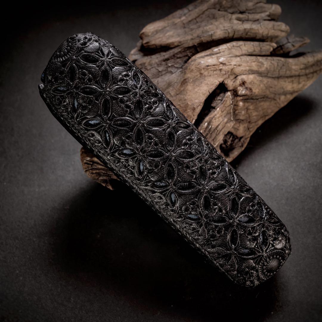 【PloomAURA】プルームオーラ本革製カバー〝髑髏 結　牡丹色 ナスカン付き