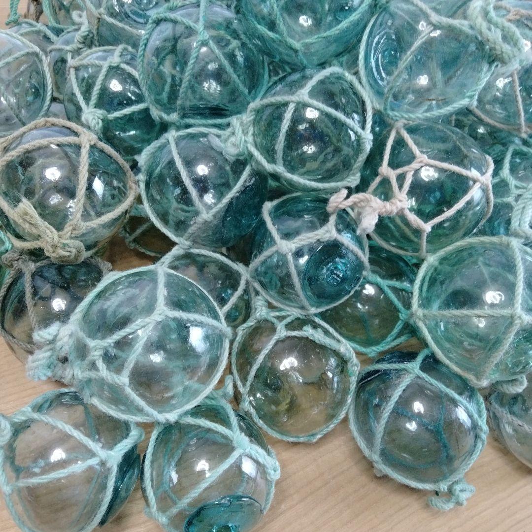 ガラス浮き球　浮き玉　ガラス玉　９６個セット　網紐付き