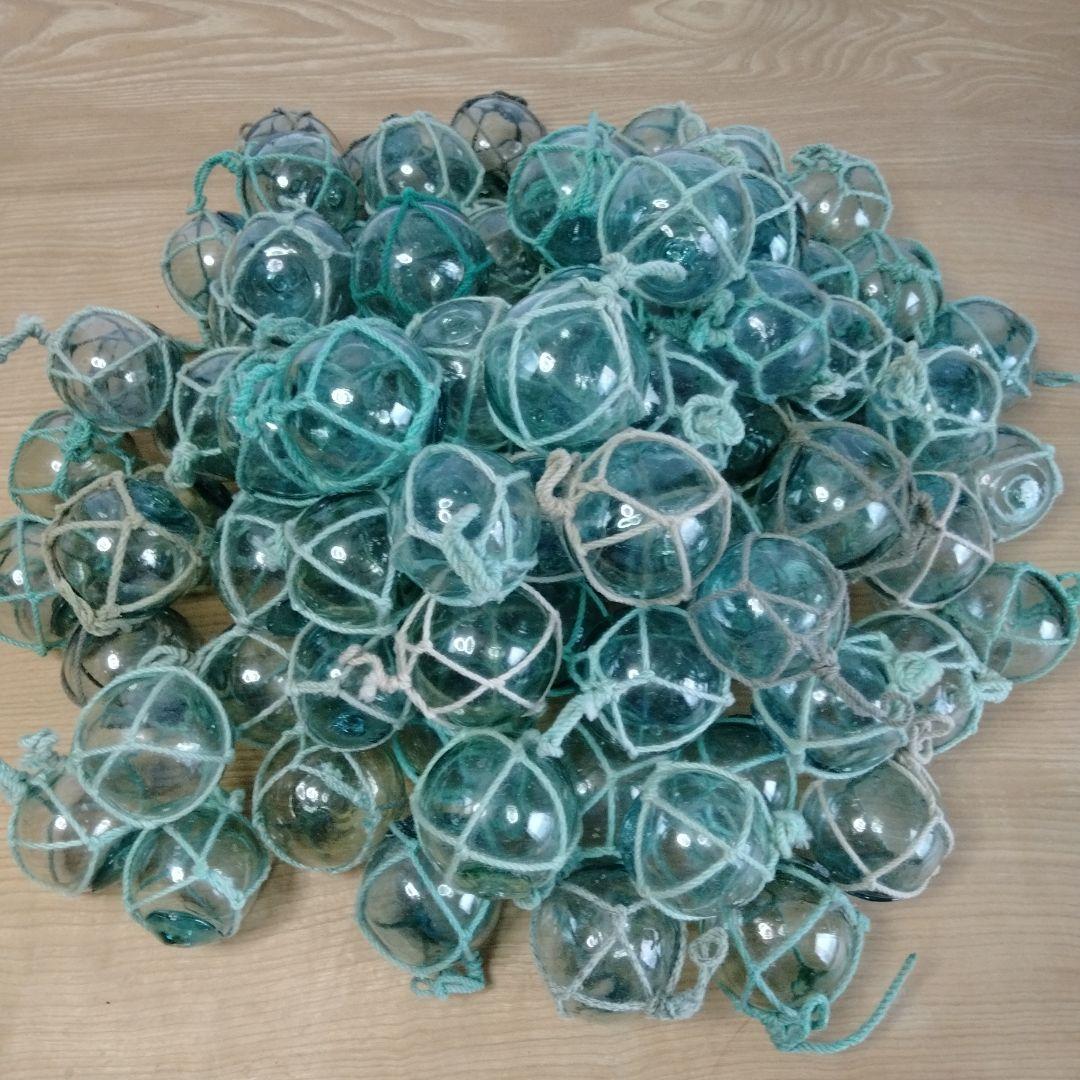 ガラス浮き球　浮き玉　ガラス玉　９６個セット　網紐付き