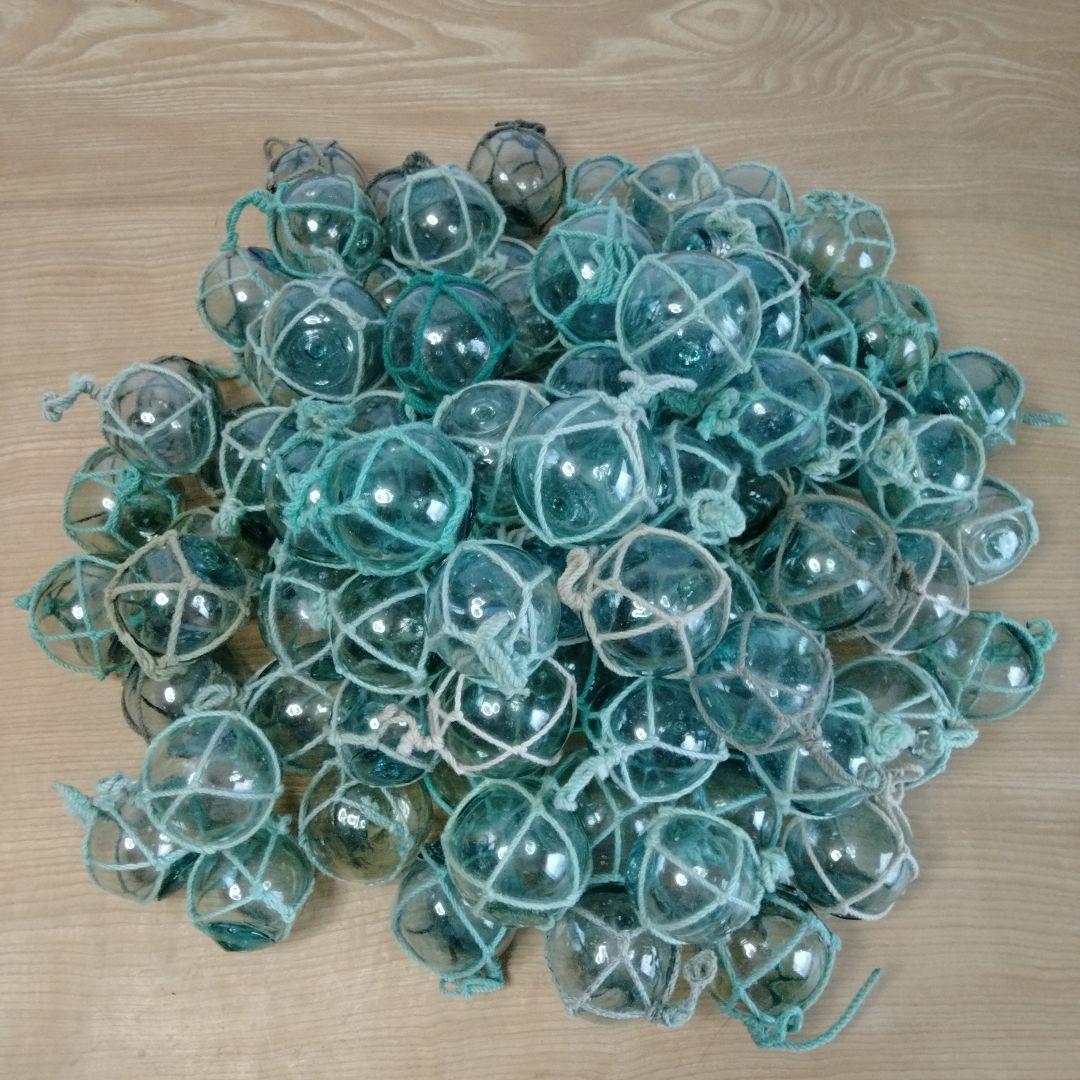 ガラス浮き球　浮き玉　ガラス玉　９６個セット　網紐付き