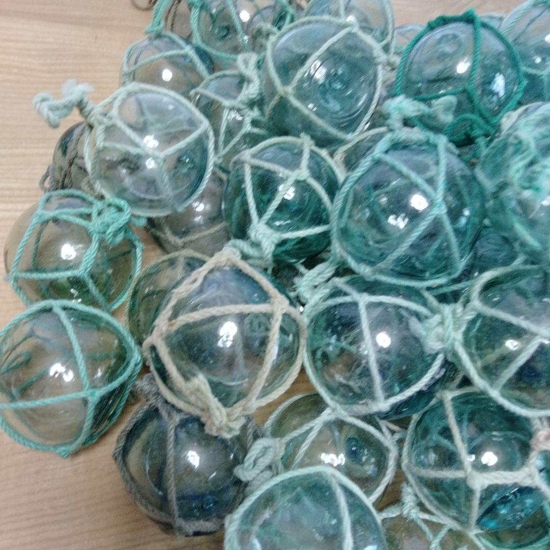 ガラス浮き球　浮き玉　ガラス玉　９６個セット　網紐付き