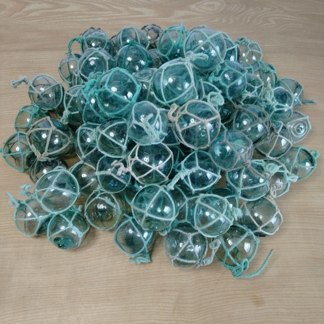 ガラス浮き球　浮き玉　ガラス玉　９６個セット　網紐付き