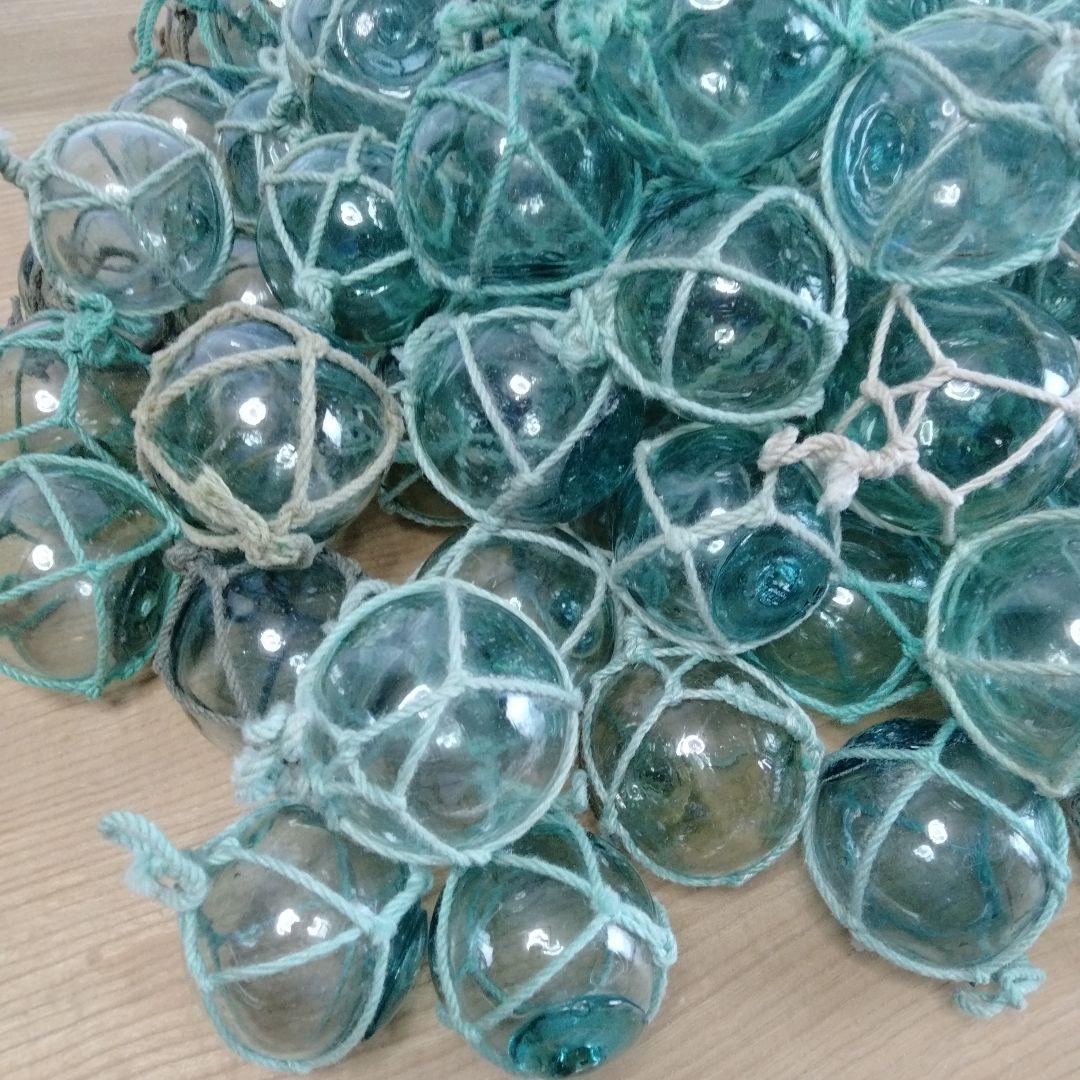 ガラス浮き球　浮き玉　ガラス玉　９６個セット　網紐付き