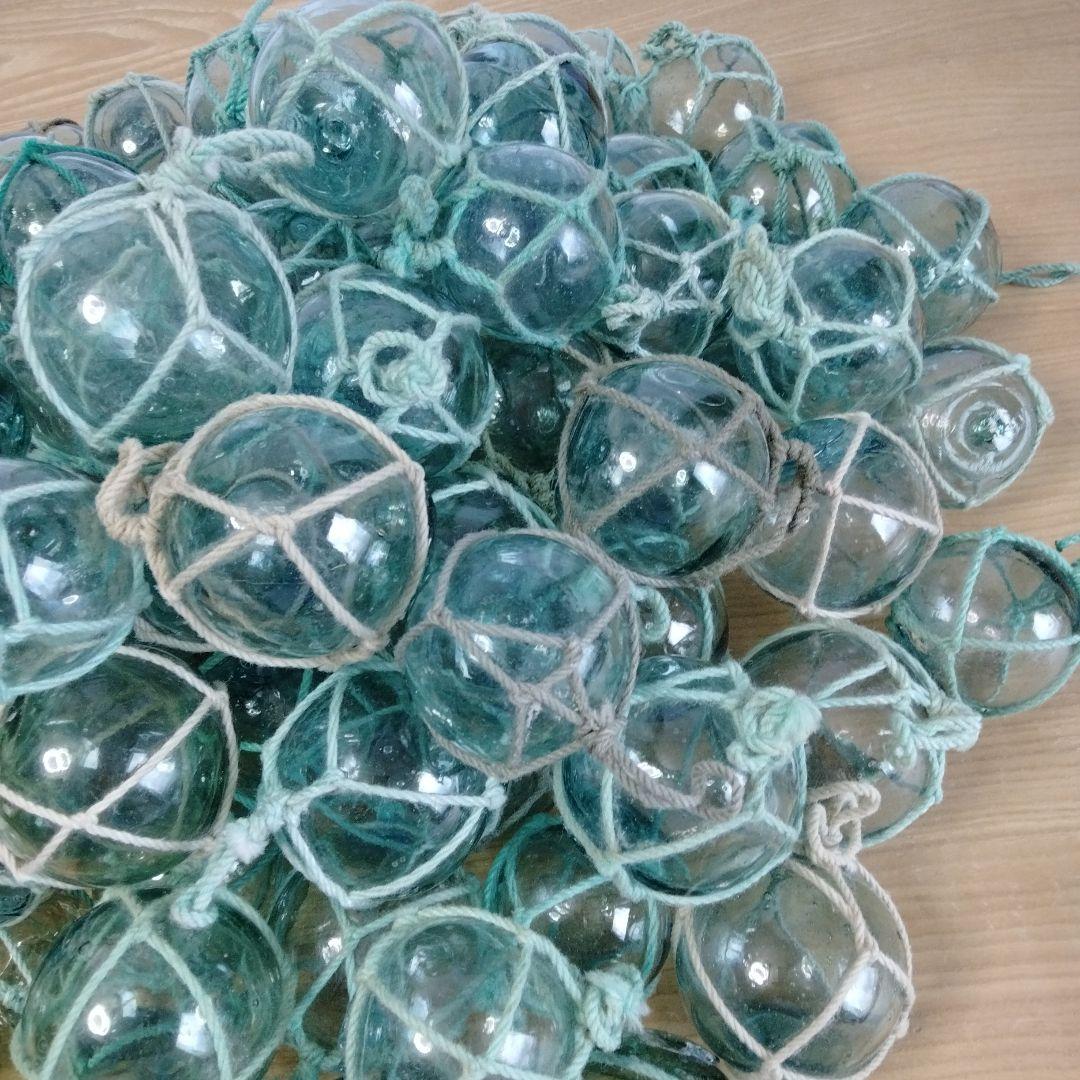 ガラス浮き球　浮き玉　ガラス玉　９６個セット　網紐付き