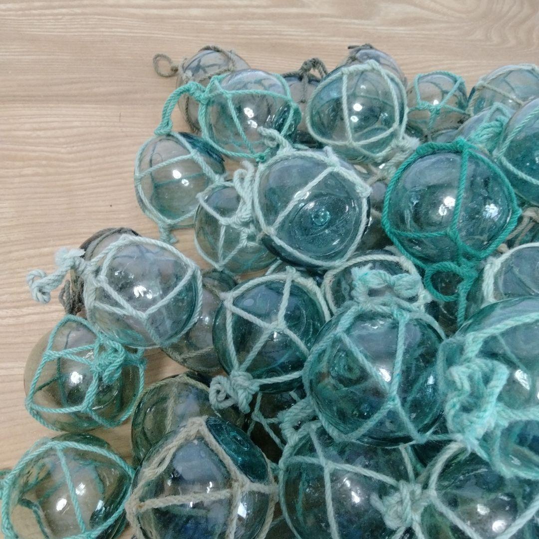 ガラス浮き球　浮き玉　ガラス玉　９６個セット　網紐付き