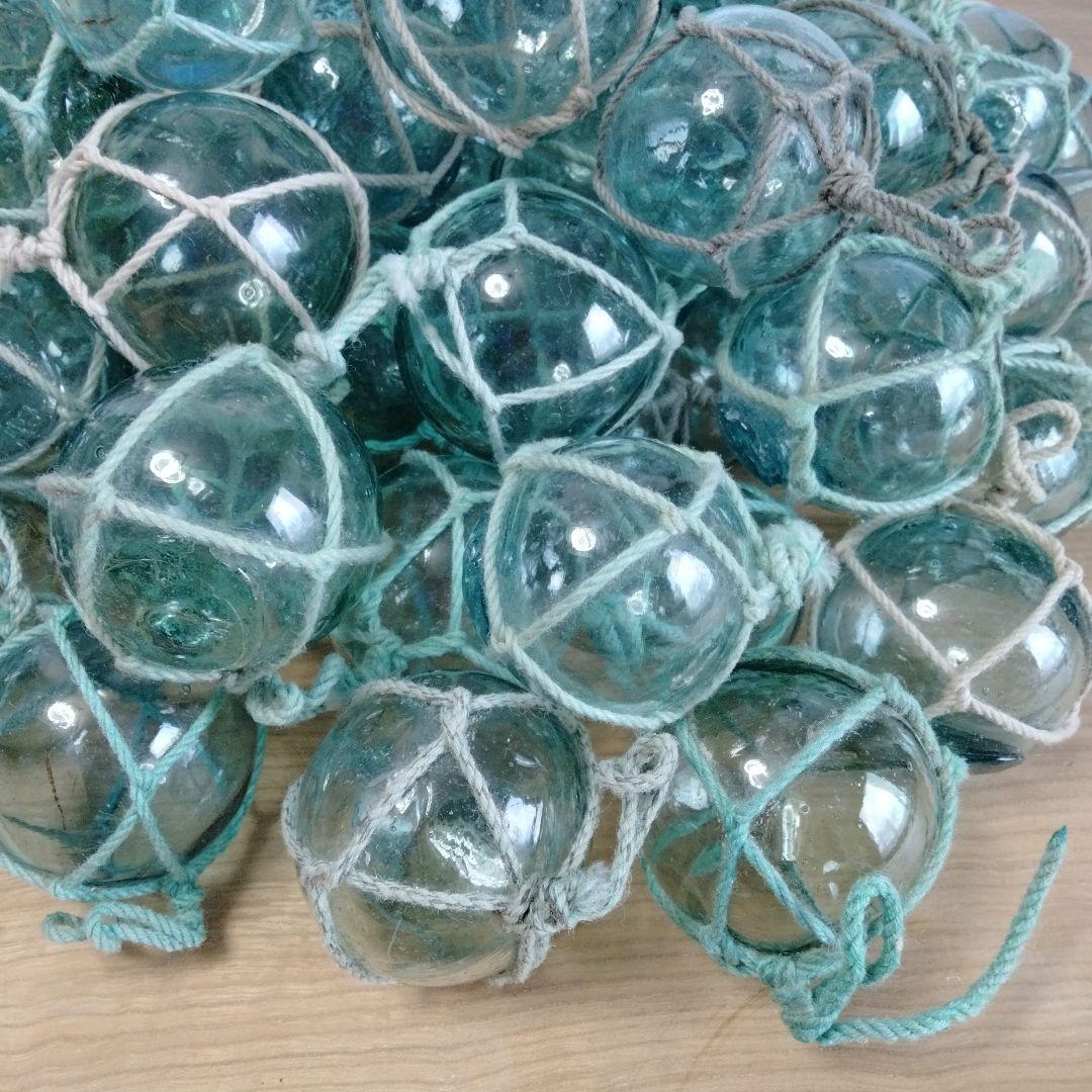 ガラス浮き球　浮き玉　ガラス玉　９６個セット　網紐付き