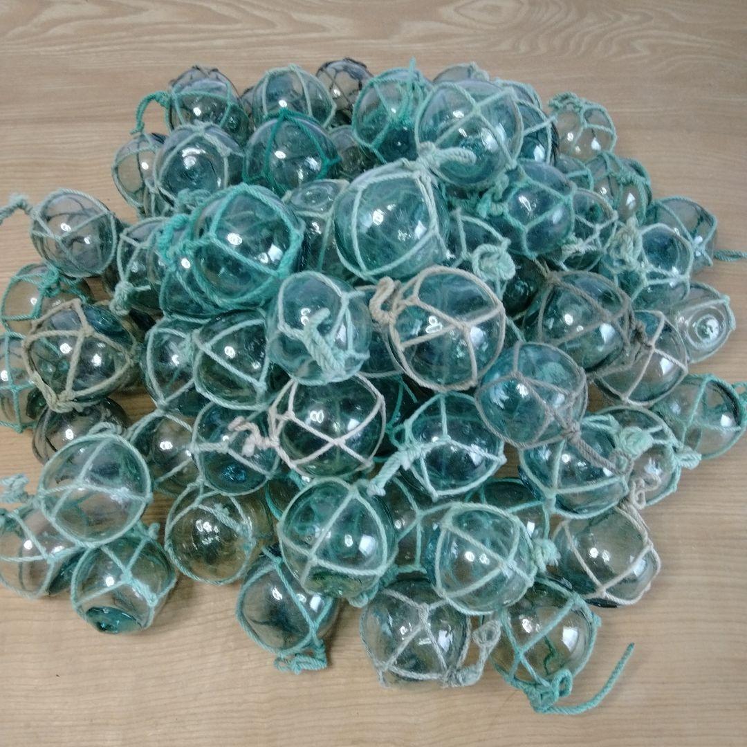 ガラス浮き球　浮き玉　ガラス玉　９６個セット　網紐付き