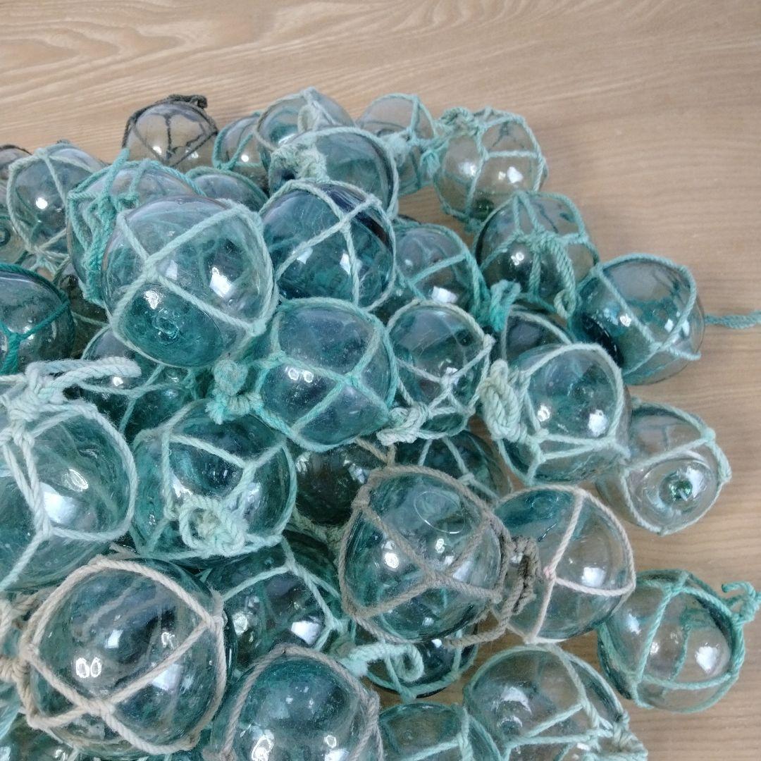 ガラス浮き球　浮き玉　ガラス玉　９６個セット　網紐付き