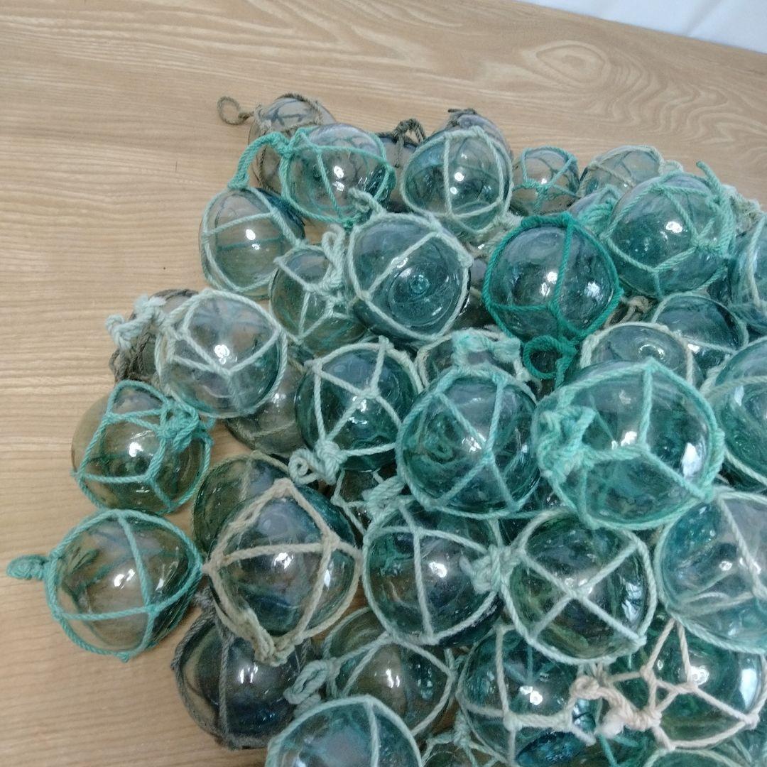 ガラス浮き球　浮き玉　ガラス玉　９６個セット　網紐付き