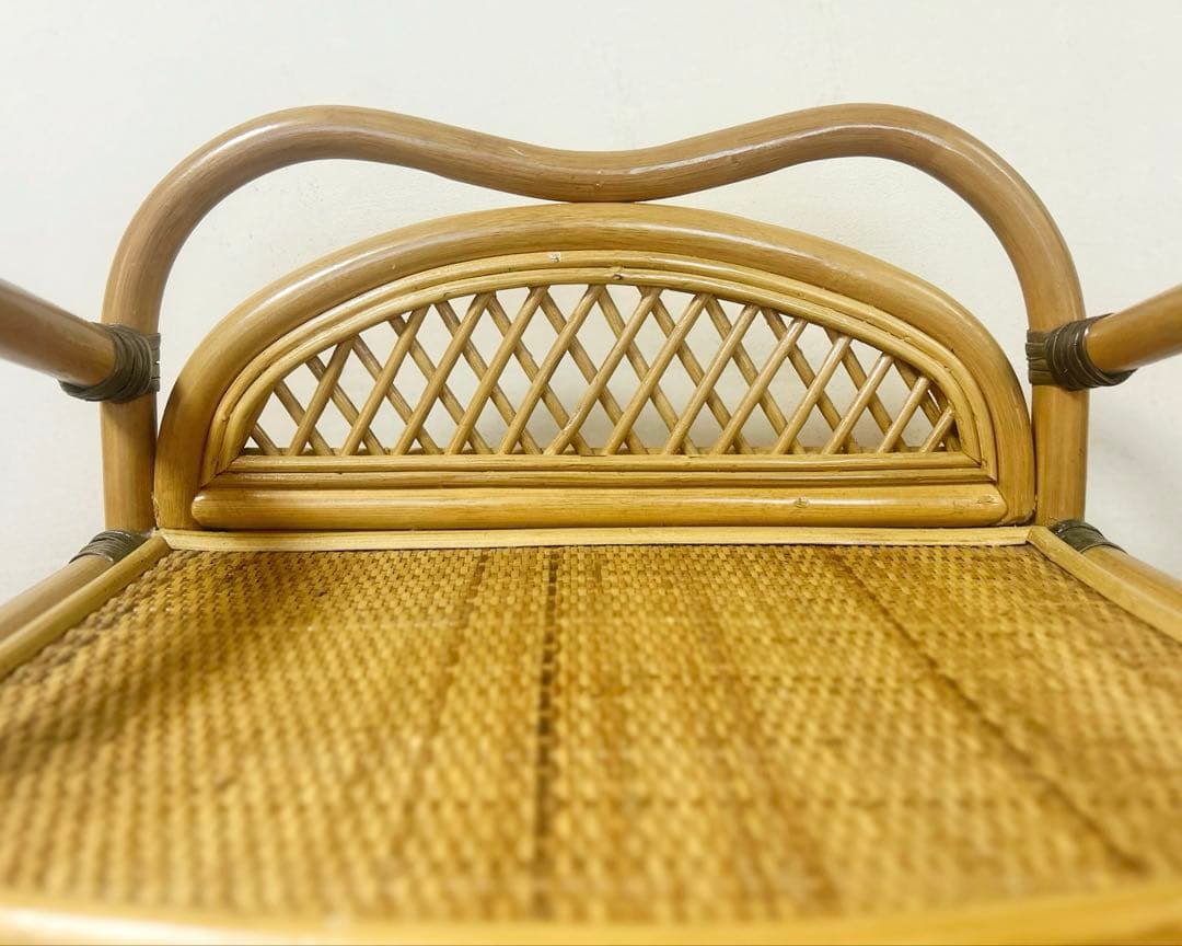 昭和 レトロ 籐 ラタン チェスト ワゴン キャスター　引き出し 天板付　古家具