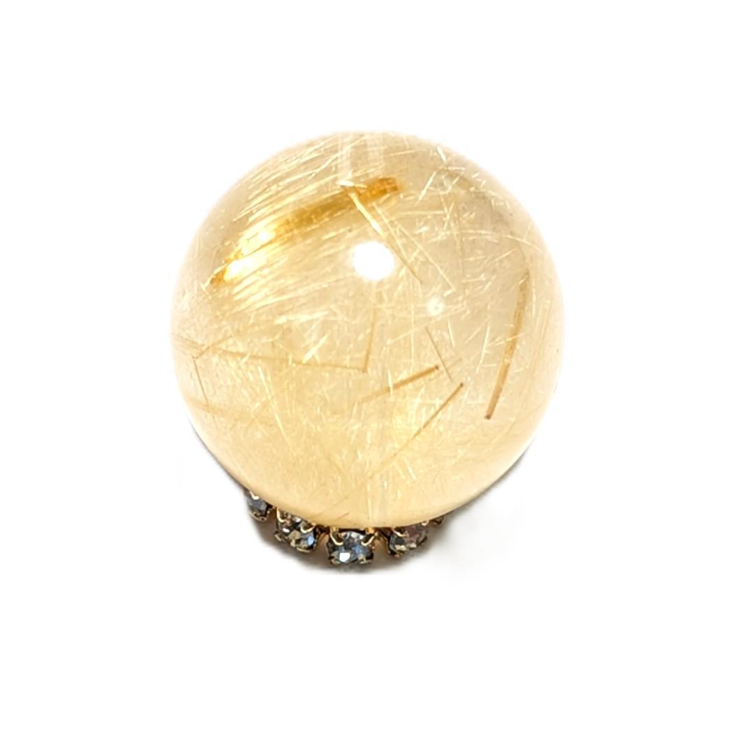 一点物 虹の光が神秘 タイチンルチル 13ミリ 極太金針水晶 粒売り 貫通穴あり