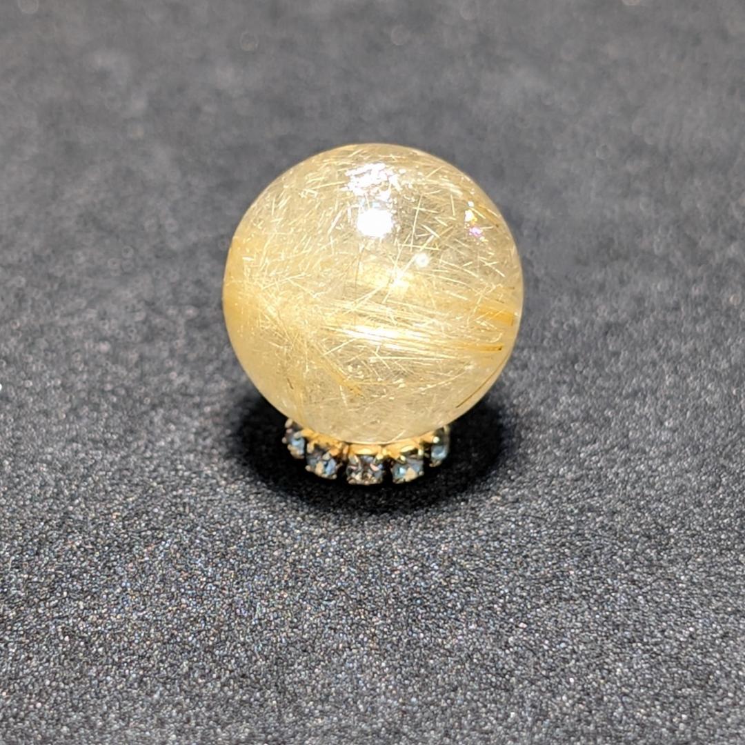 一点物 虹の光が神秘 タイチンルチル 13ミリ 極太金針水晶 粒売り 貫通穴あり