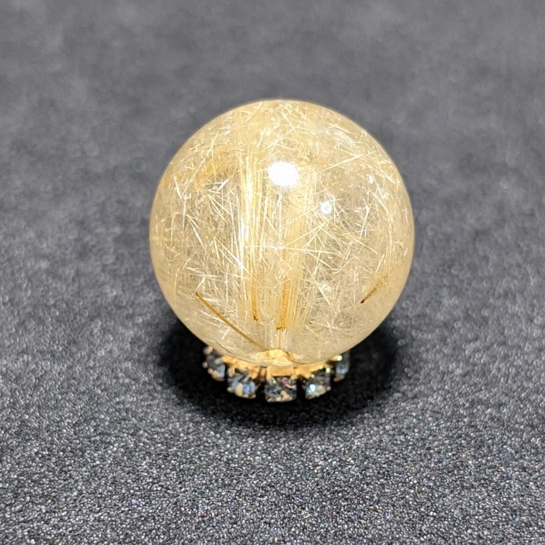 一点物 虹の光が神秘 タイチンルチル 13ミリ 極太金針水晶 粒売り 貫通穴あり