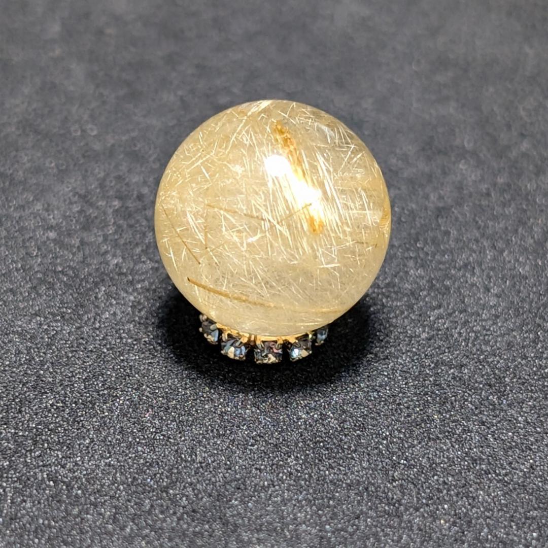 一点物 虹の光が神秘 タイチンルチル 13ミリ 極太金針水晶 粒売り 貫通穴あり