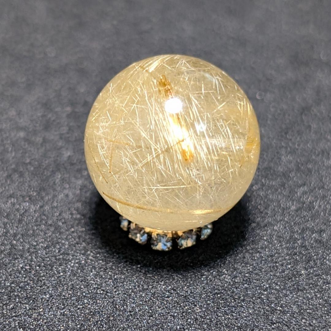 一点物 虹の光が神秘 タイチンルチル 13ミリ 極太金針水晶 粒売り 貫通穴あり