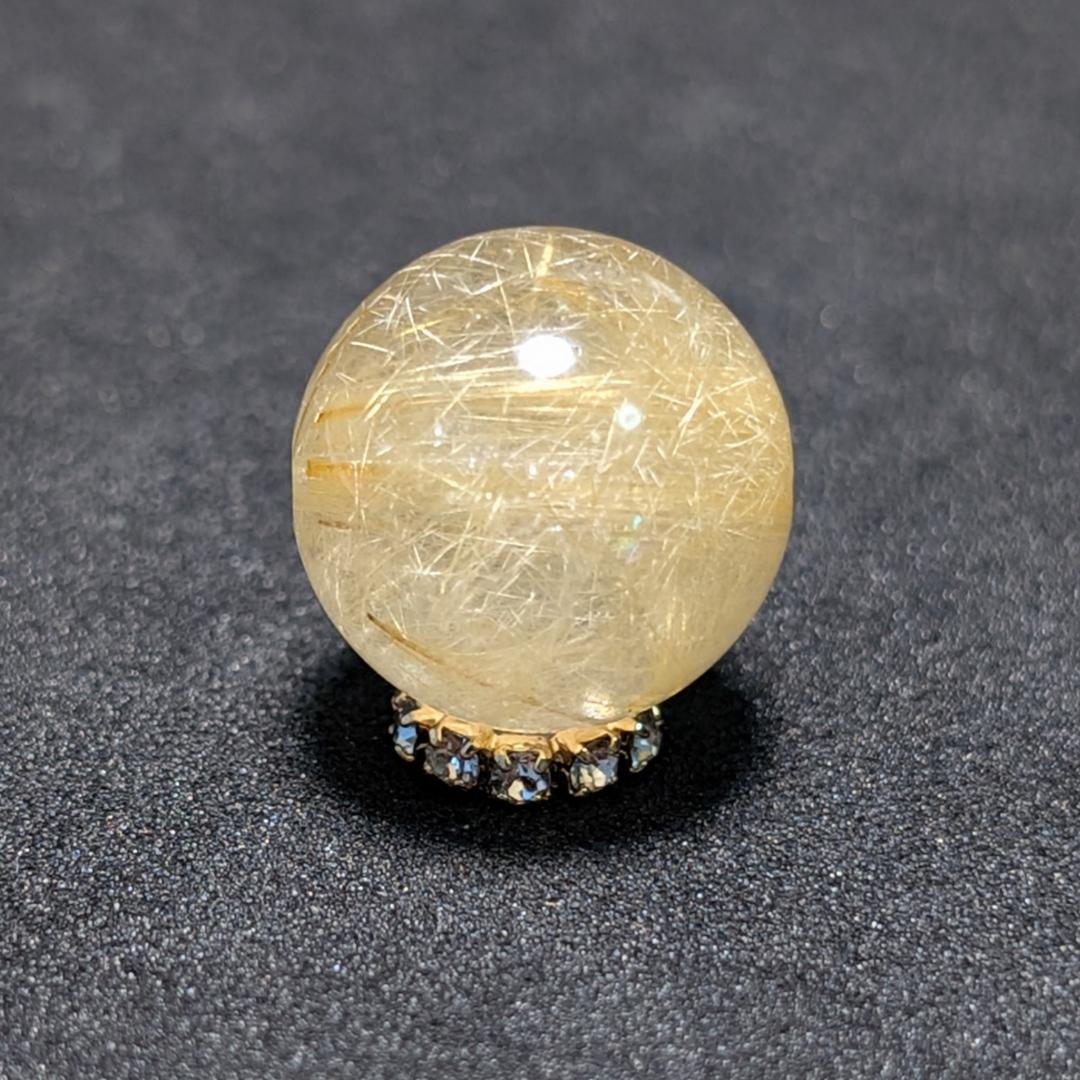 一点物 虹の光が神秘 タイチンルチル 13ミリ 極太金針水晶 粒売り 貫通穴あり