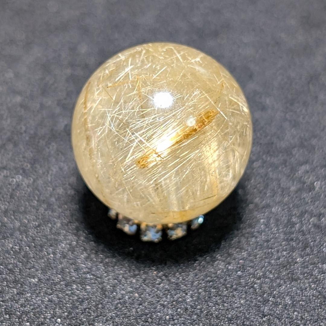 一点物 虹の光が神秘 タイチンルチル 13ミリ 極太金針水晶 粒売り 貫通穴あり