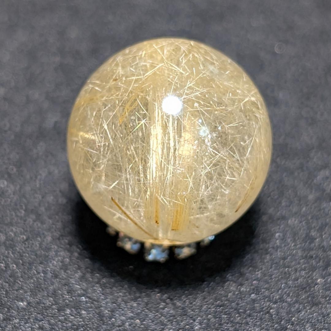 一点物 虹の光が神秘 タイチンルチル 13ミリ 極太金針水晶 粒売り 貫通穴あり